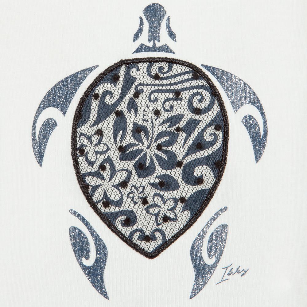 IKKS-Girls White Cotton T-Shirt | Childrensalon Outlet