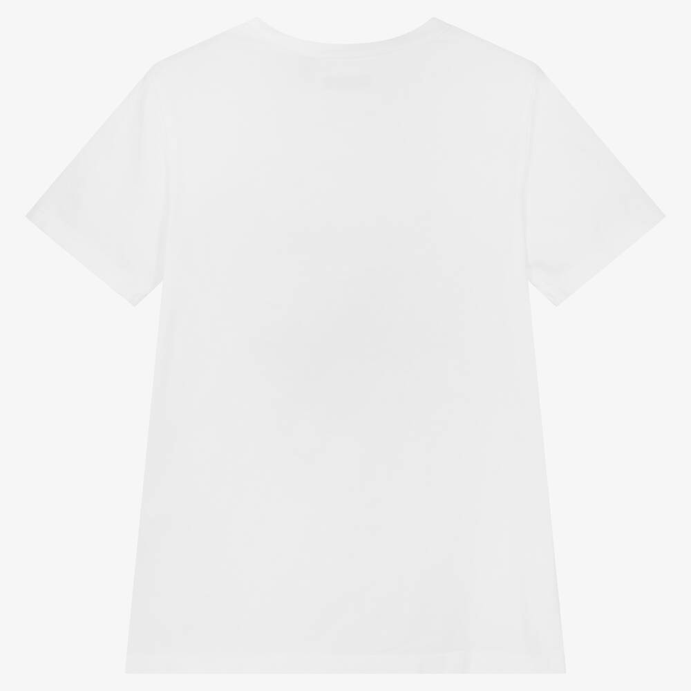 IKKS-Girls White Cotton T-Shirt | Childrensalon Outlet