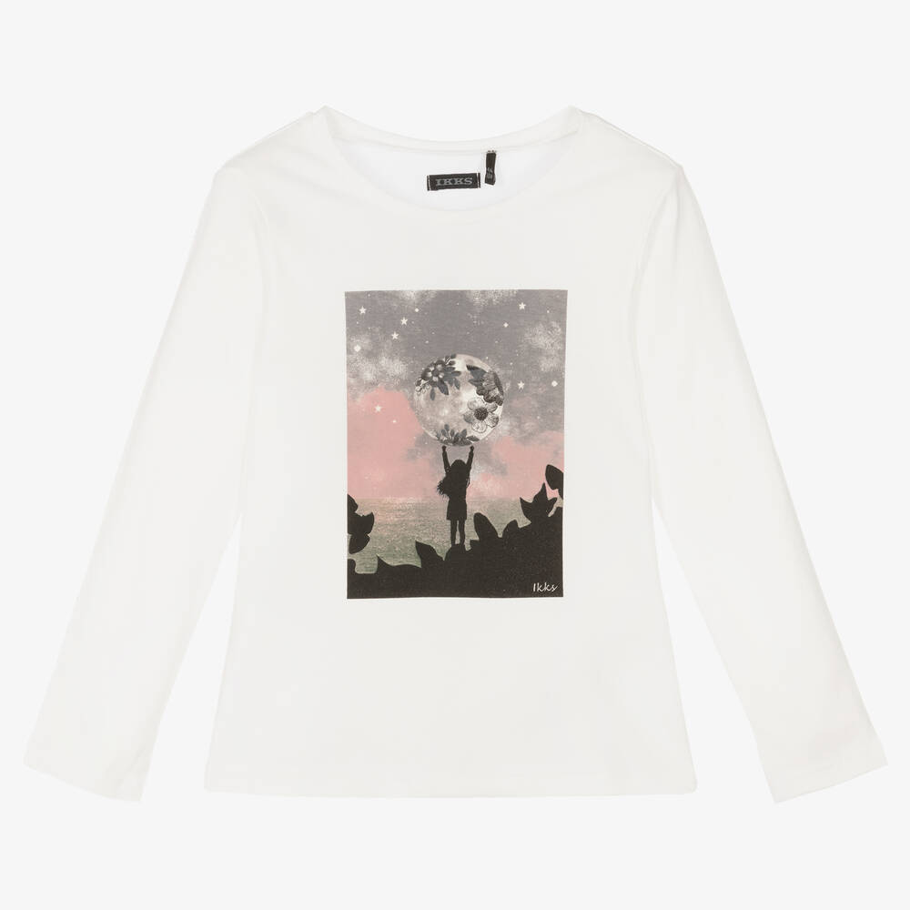 IKKS - Girls White Cotton Top | Childrensalon