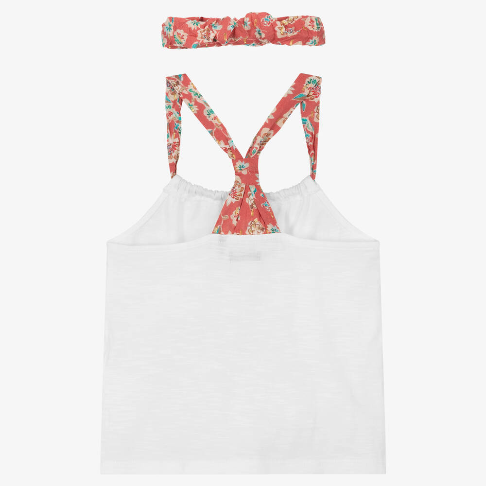 IKKS-Girls White Cotton Top | Childrensalon Outlet
