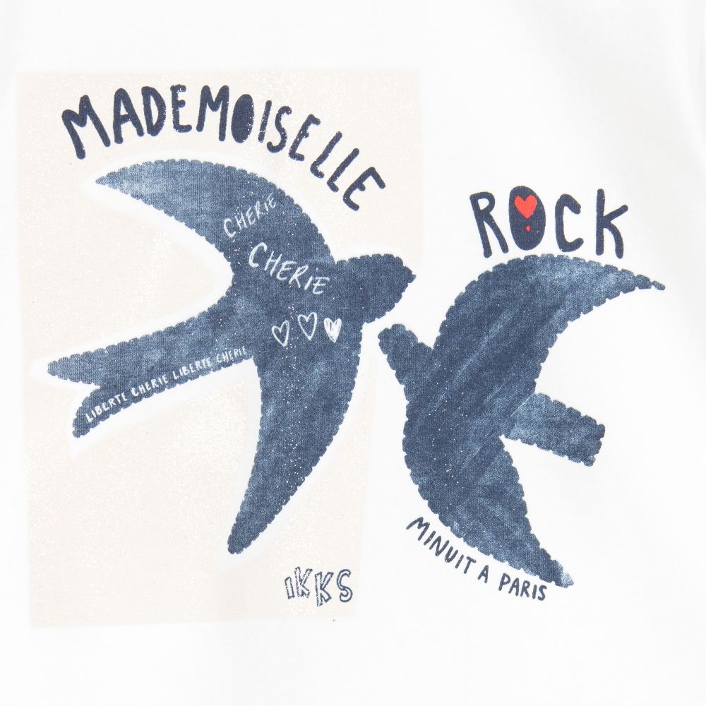 IKKS-توب قطن عضوي لون أبيض و كحلي للبنات | Childrensalon Outlet