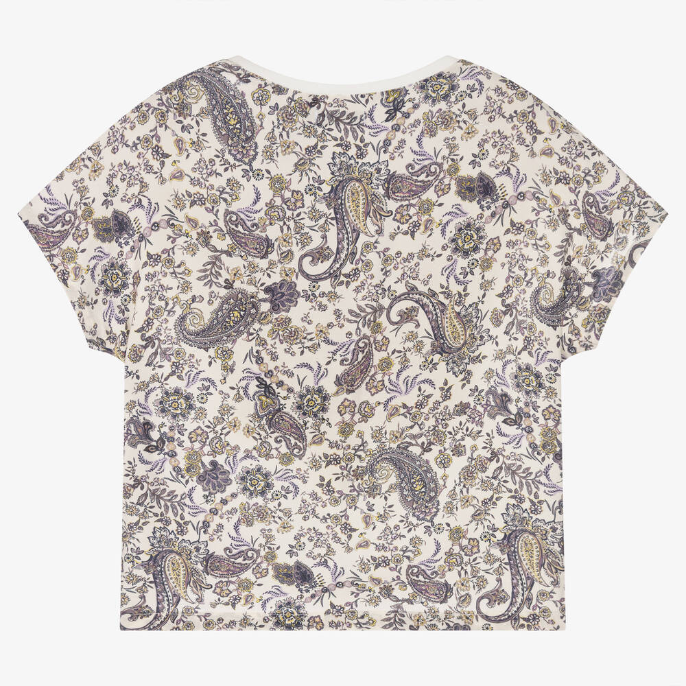 IKKS-Girls White Paisley Print T-Shirt  | Childrensalon Outlet