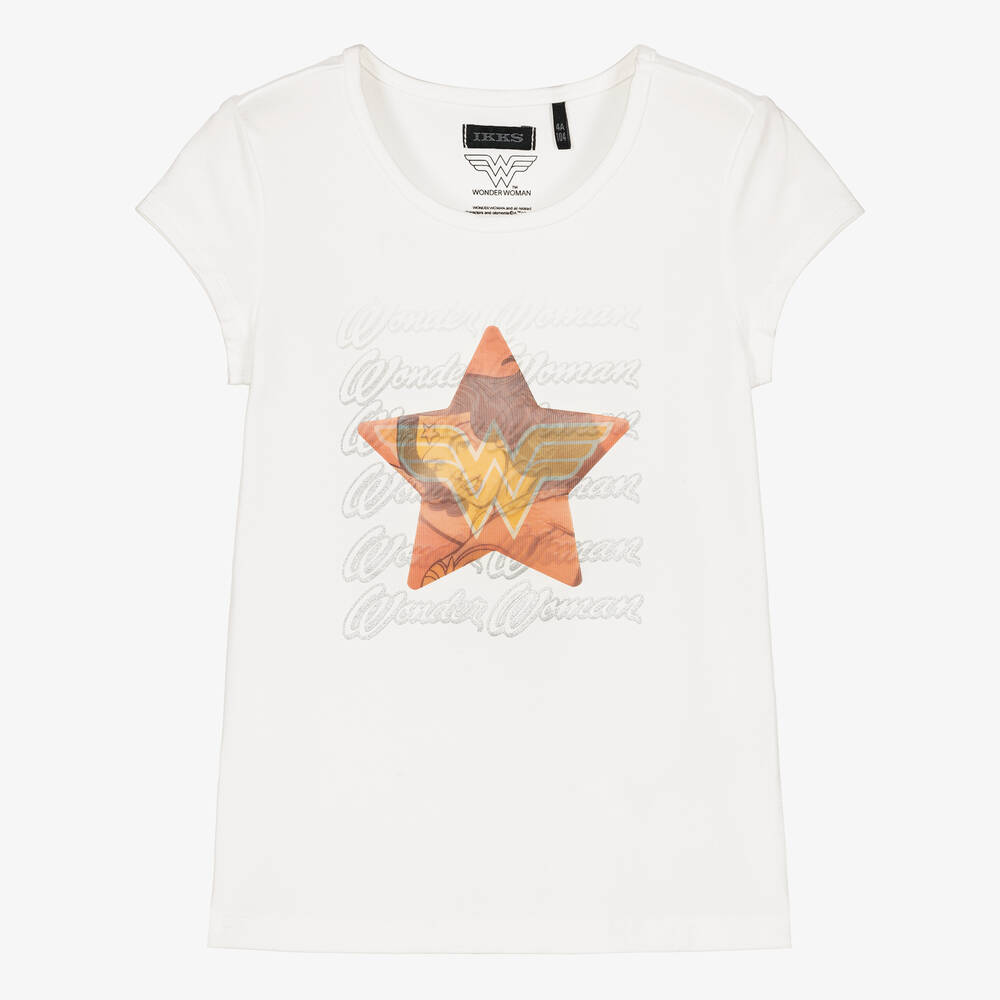 IKKS - Girls White Wonder Woman T-Shirt | Childrensalon