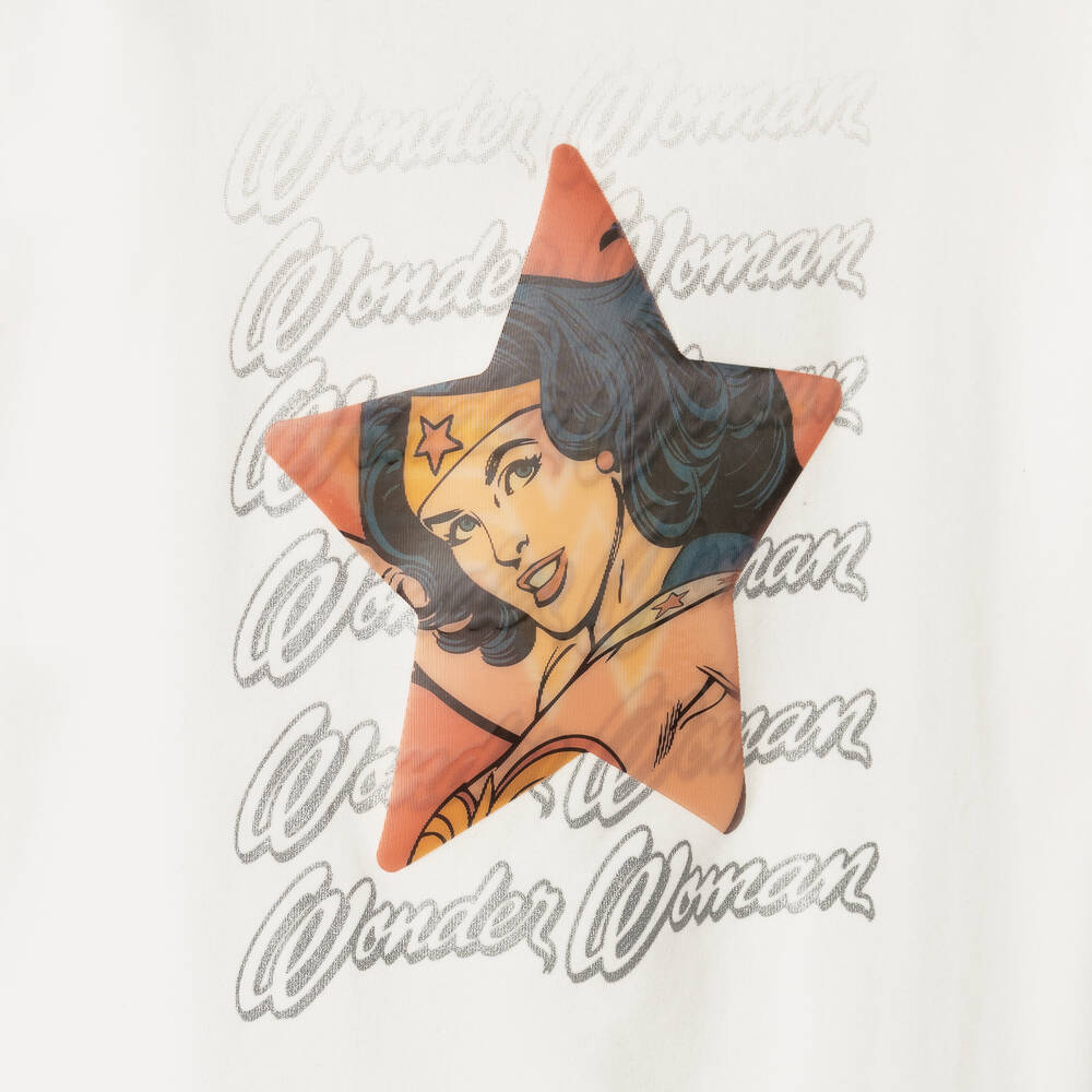 IKKS-Girls White Wonder Woman T-Shirt | Childrensalon Outlet