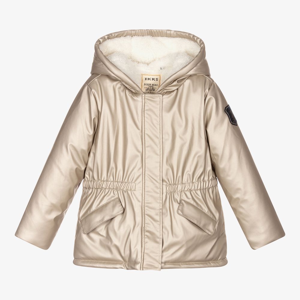 IKKS - Золотистое утепленное пальто с капюшоном | Childrensalon