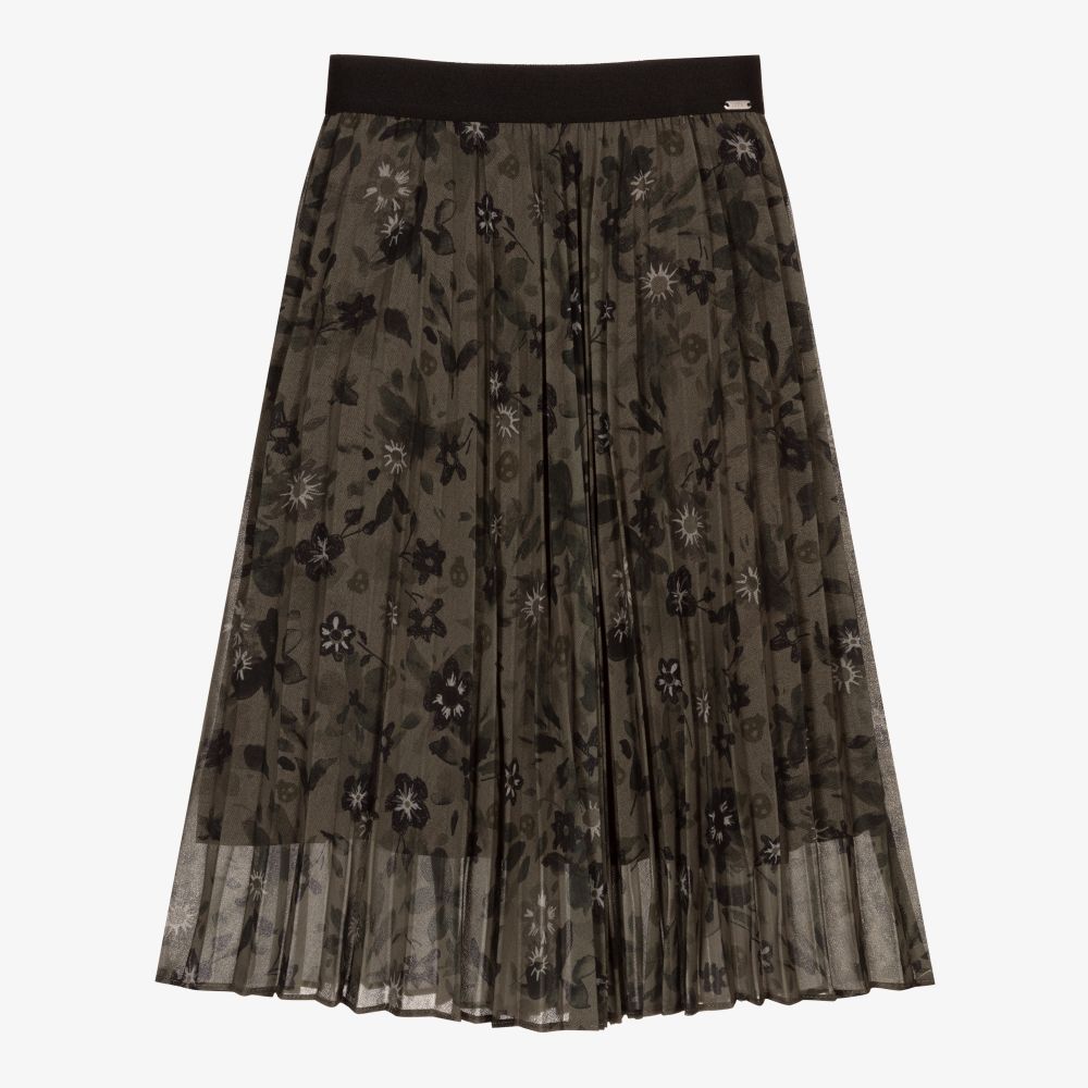 IKKS - Green Floral Plissé Skirt | Childrensalon