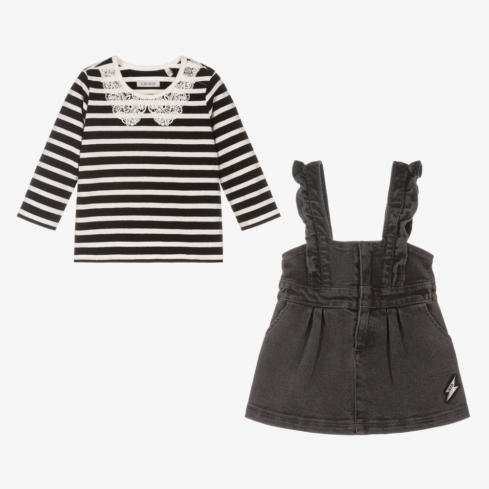 IKKS-Серый топ и джинсовый сарафан | Childrensalon Outlet