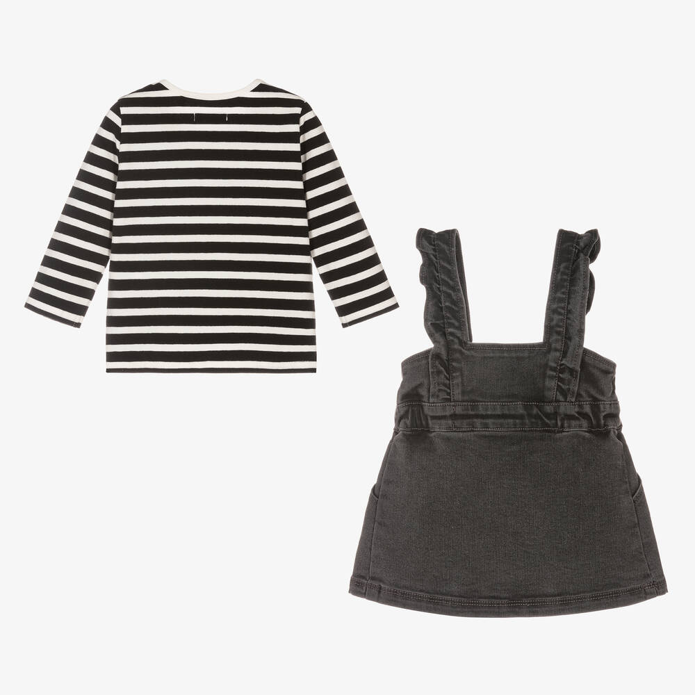 IKKS-Серый топ и джинсовый сарафан | Childrensalon Outlet