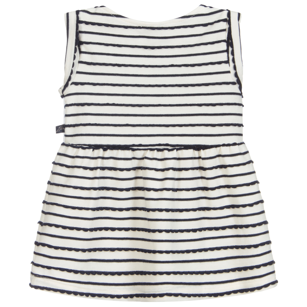 IKKS-Ivory & Blue Striped Dress | Childrensalon Outlet