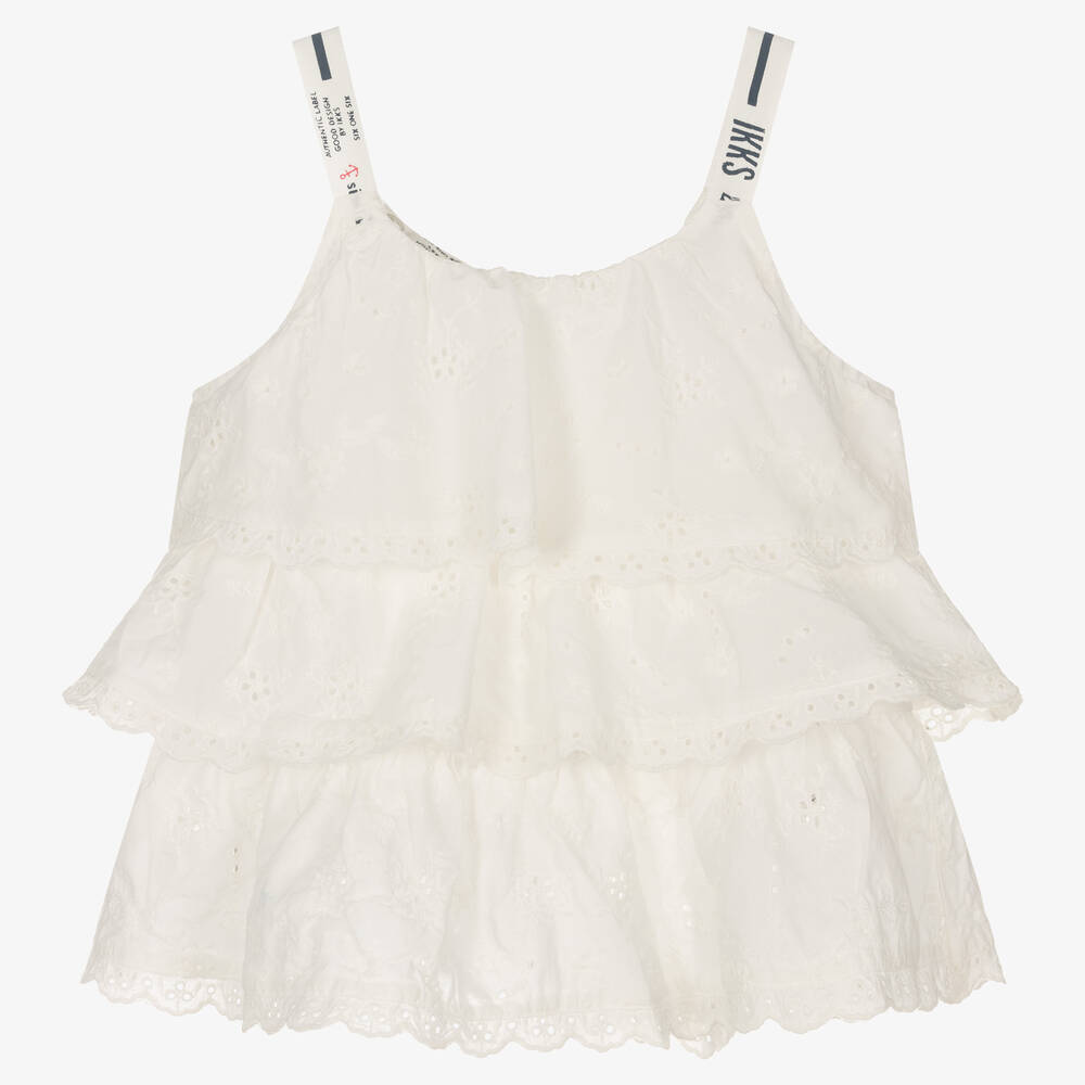 IKKS - Ivory Cotton Broderie Anglaise Top | Childrensalon