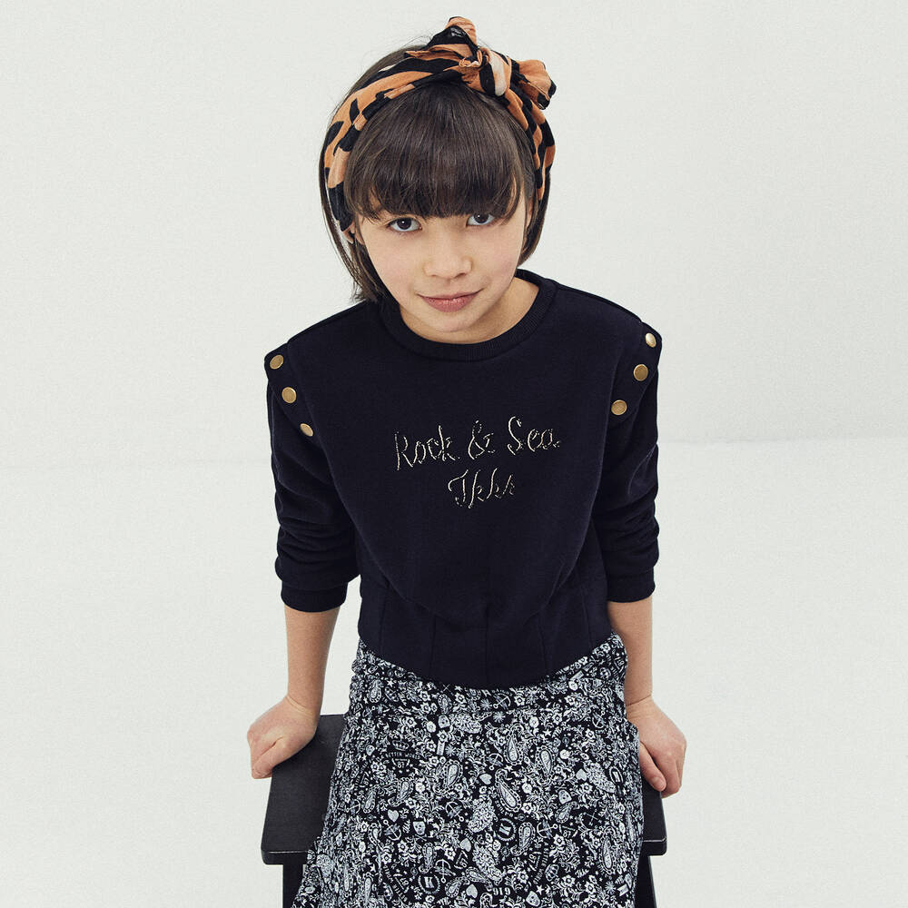 IKKS-Navy Blue Cropped Sweatshirt | Childrensalon Outlet