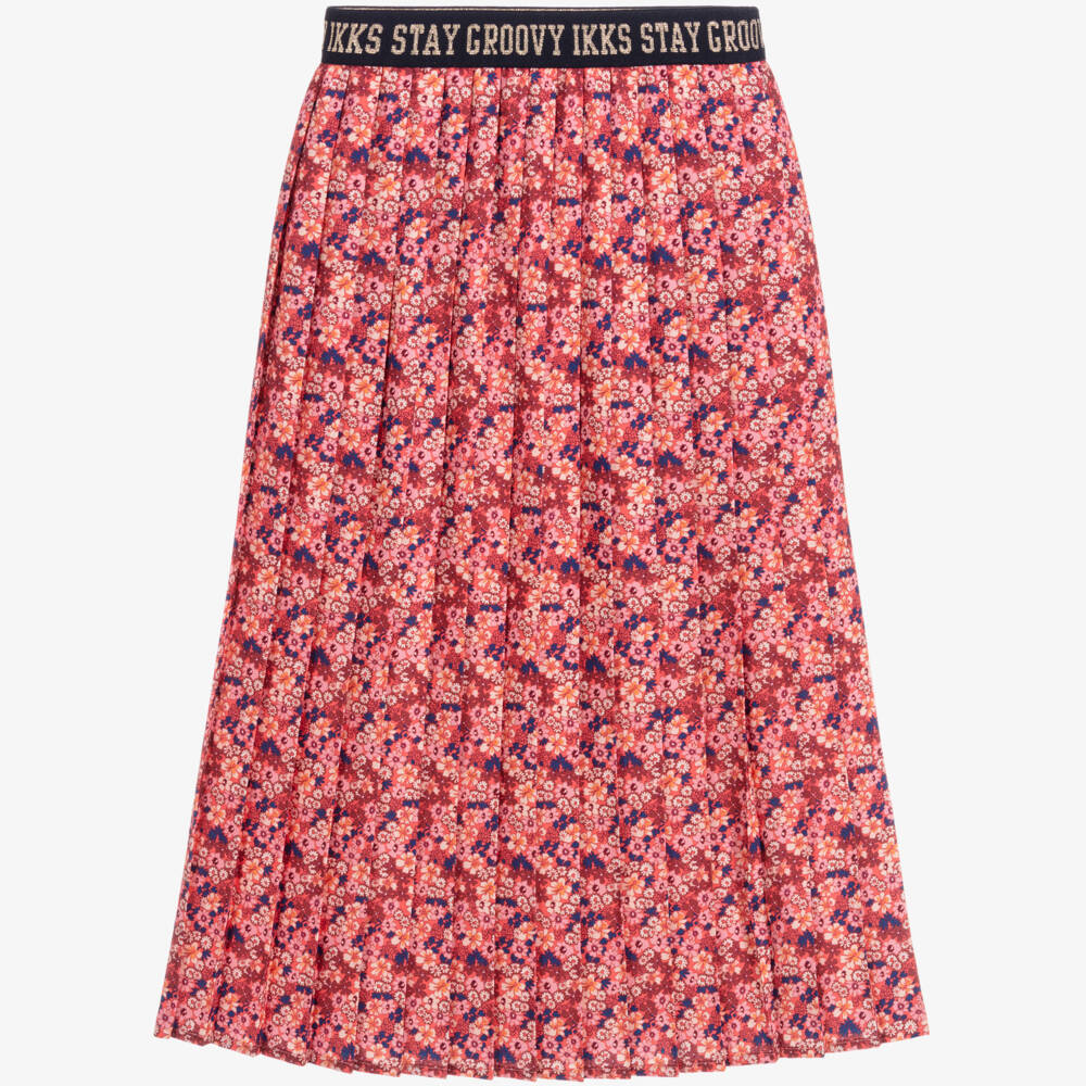 IKKS-Pink Floral Pleated Skirt | Childrensalon Outlet