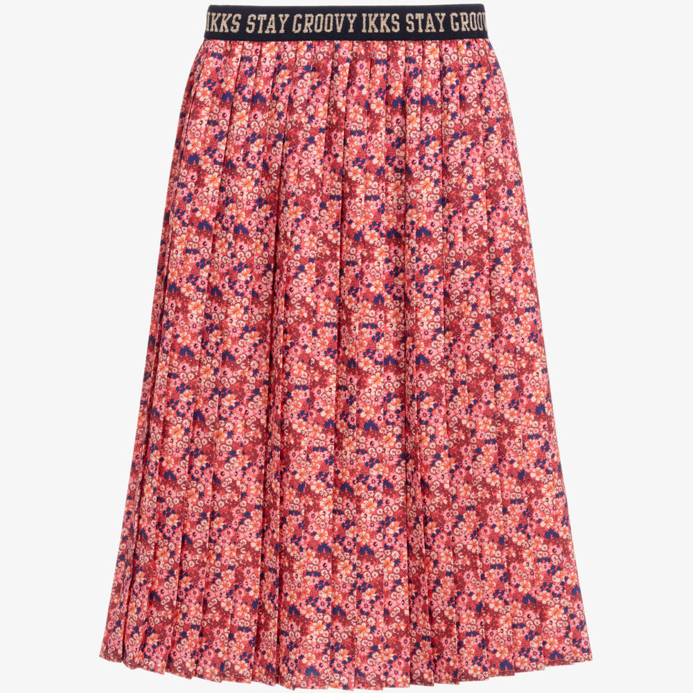 IKKS-Pink Floral Pleated Skirt | Childrensalon Outlet