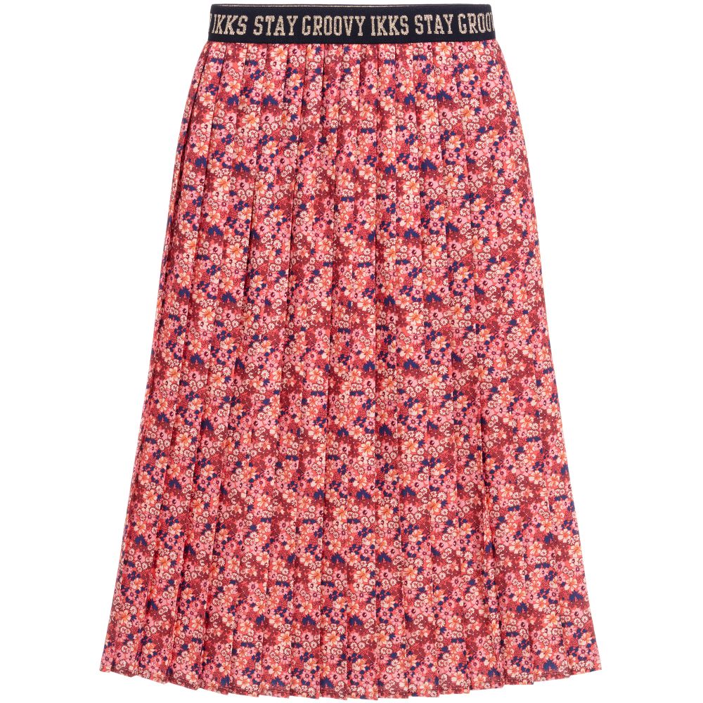 IKKS-Pink Floral Pleated Skirt | Childrensalon Outlet