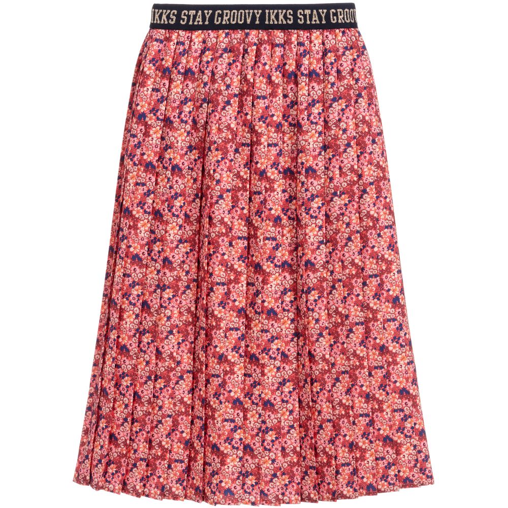 IKKS-Pink Floral Pleated Skirt | Childrensalon Outlet