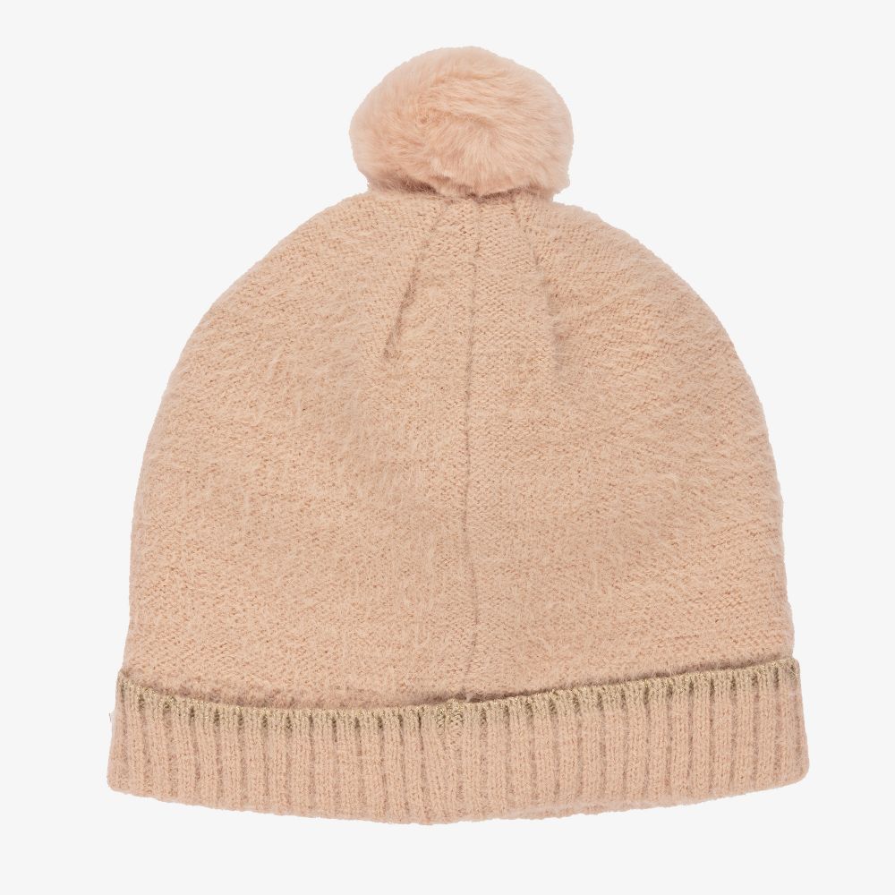 IKKS-Pink Knitted Pom-Pom Hat | Childrensalon Outlet