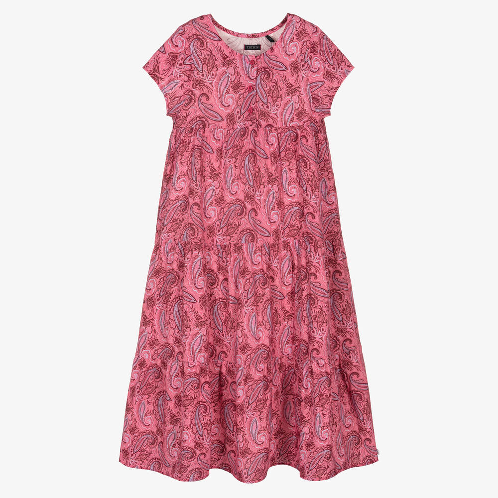 IKKS-Розовое длинное платье с принтом пейсли | Childrensalon Outlet