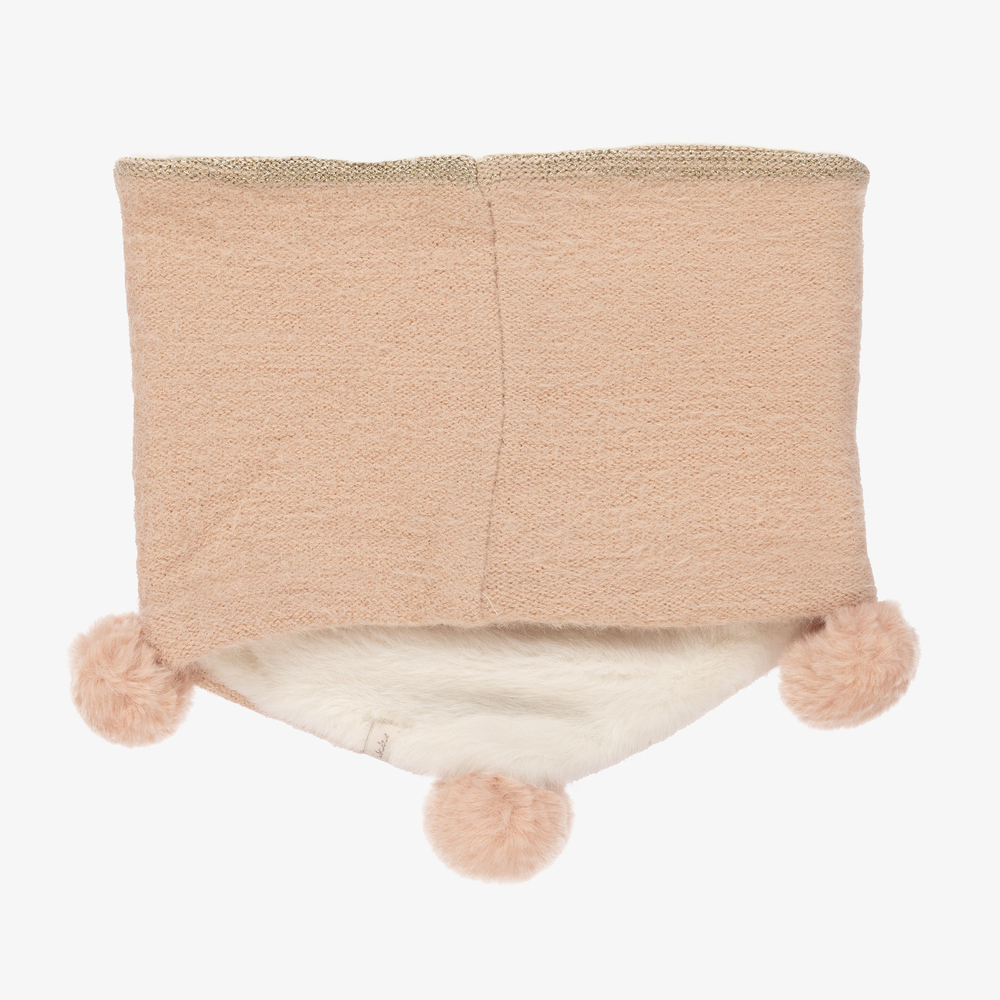 IKKS-Pink Pom-Pom Knitted Snood | Childrensalon Outlet