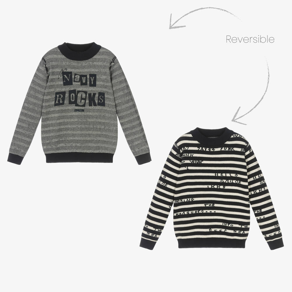 IKKS - Reversible Blue Stripe Sweater | Childrensalon
