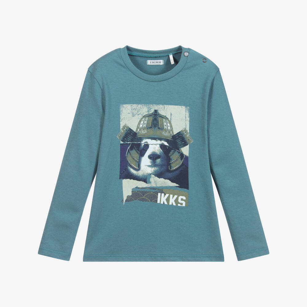 IKKS-Teal Blue Cotton Top | Childrensalon Outlet