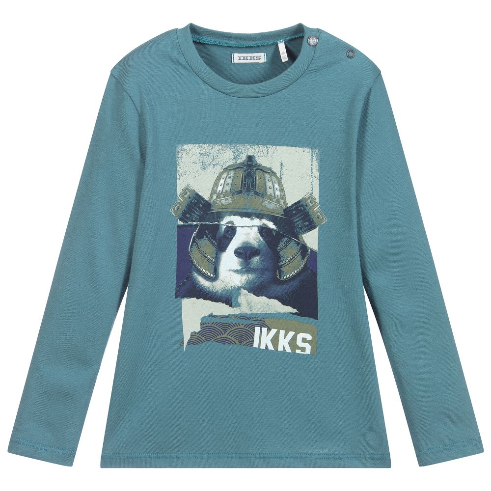 IKKS - Teal Blue Cotton Top | Childrensalon