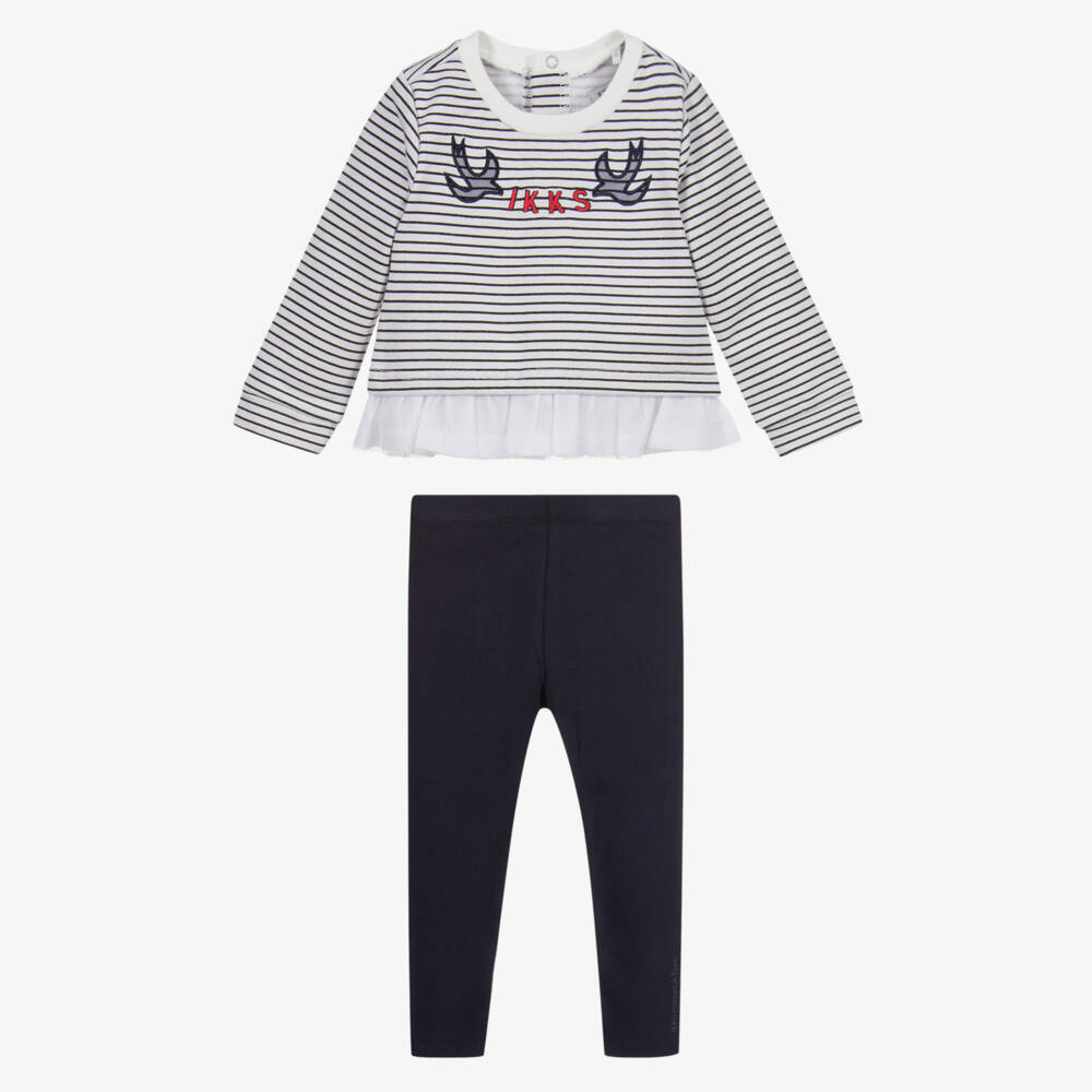 IKKS-White & Blue Leggings Set | Childrensalon Outlet