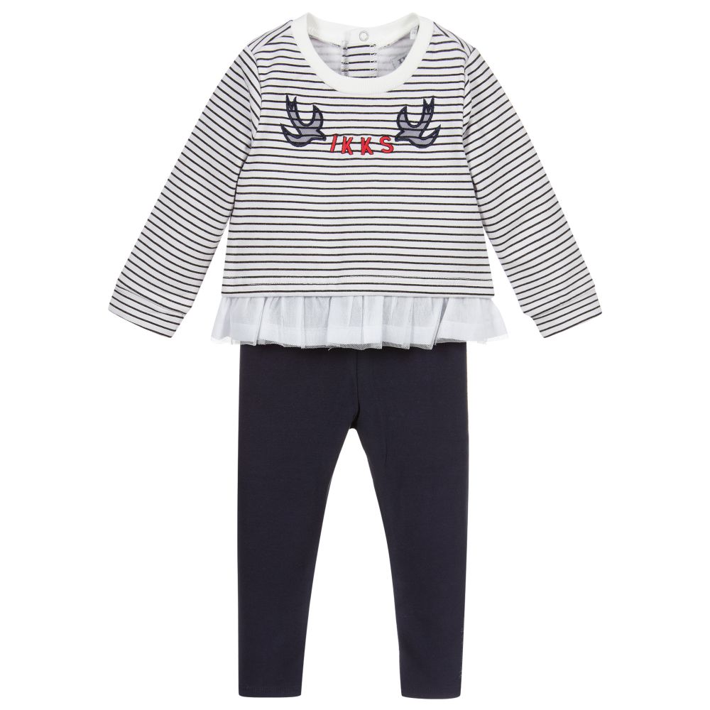 IKKS - Set mit Leggings in Weiß und Blau  | Childrensalon