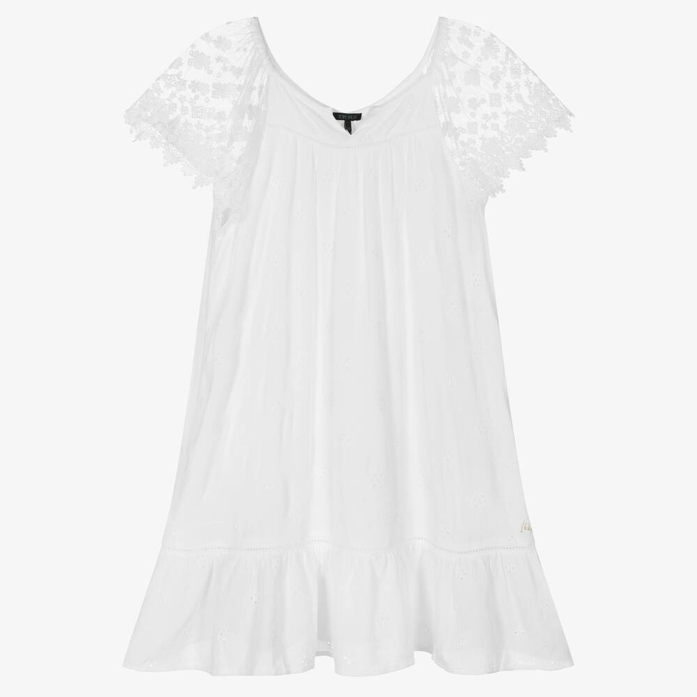 IKKS-White Broderie Anglaise Dress | Childrensalon Outlet