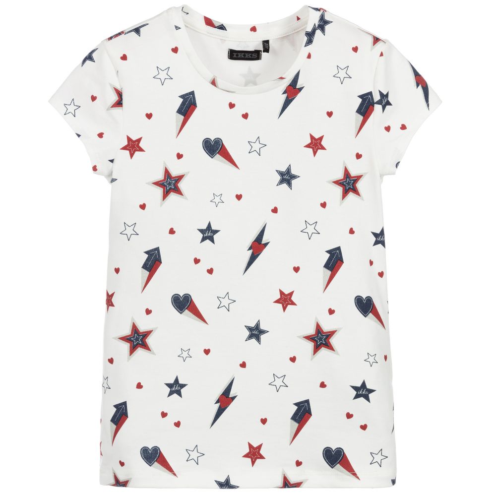 IKKS - Weißes Baumwoll- T-Shirt mit Blitz-Print | Childrensalon