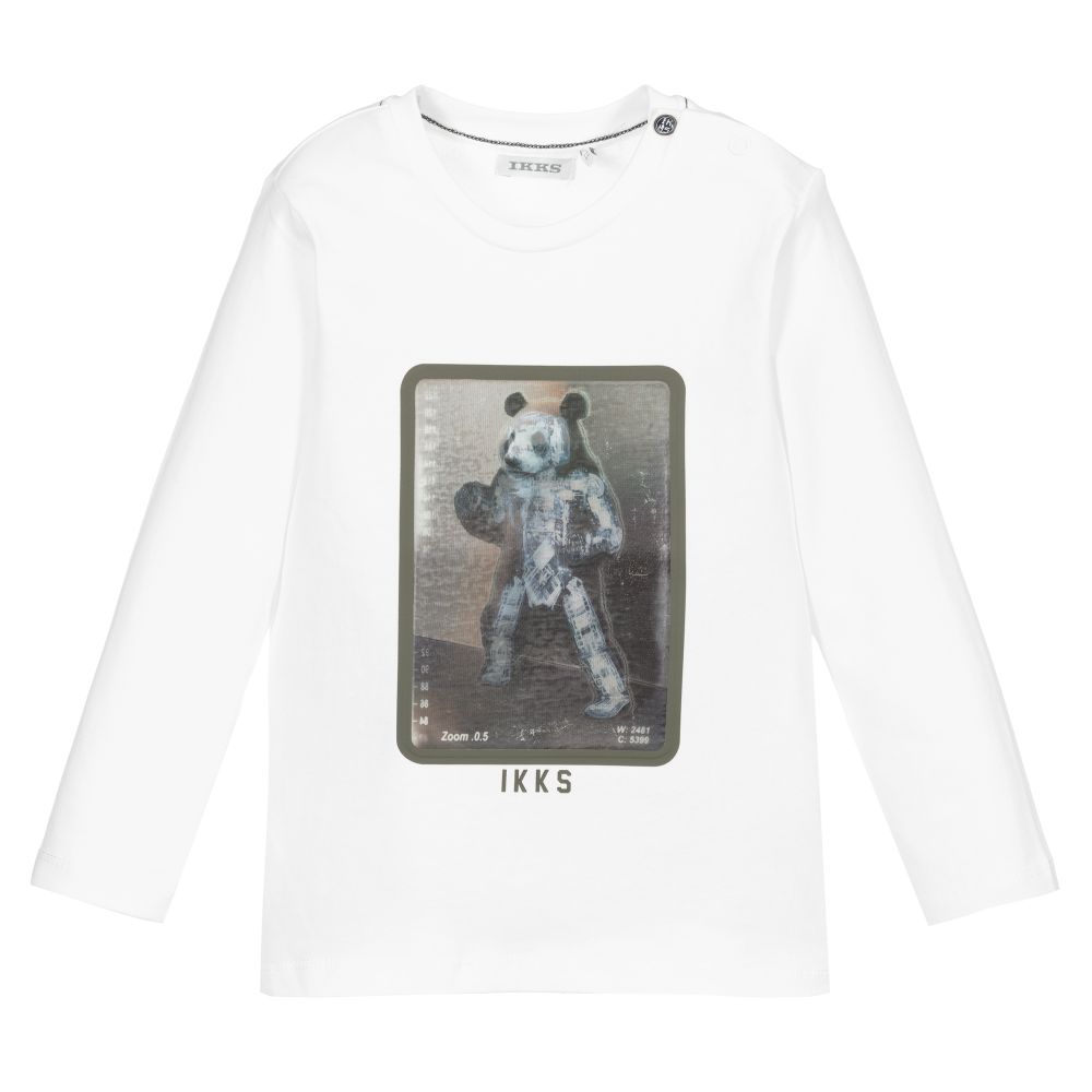 IKKS - Top blanc en coton bio imprimé panda | Childrensalon