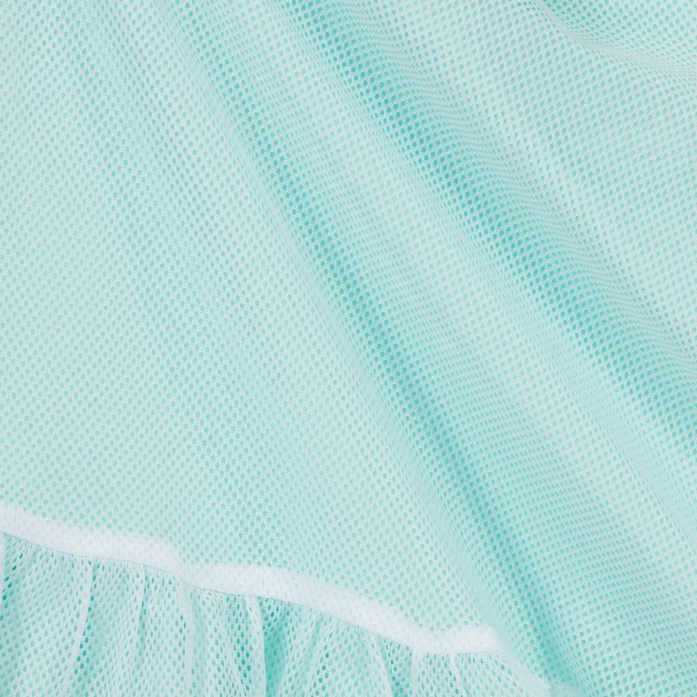 إيل غوفو-فستان شبك لون أخضر أكوا وأبيض | Childrensalon Outlet