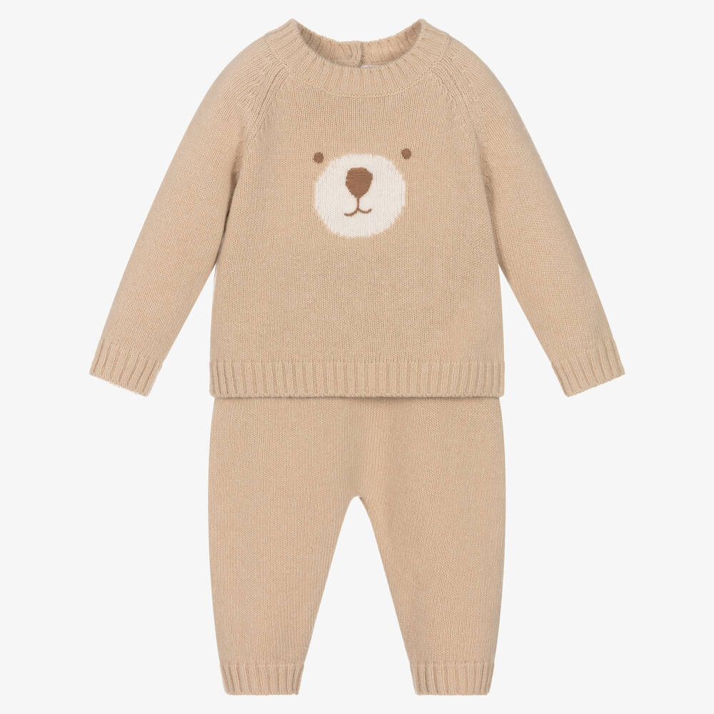 Il Gufo - Baby Beige Wool Knit Trousers Set | Childrensalon