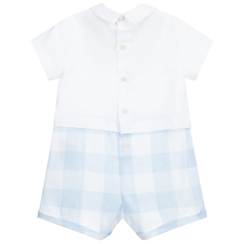 Il Gufo-تبّان أطفال ولادي كتان لون أزرق وأبيض | Childrensalon Outlet