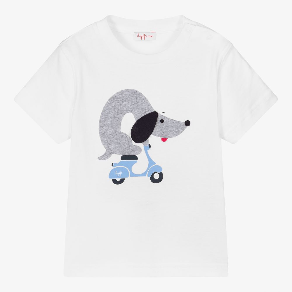 Il Gufo-Baby Boys White Cotton T-Shirt | Childrensalon Outlet