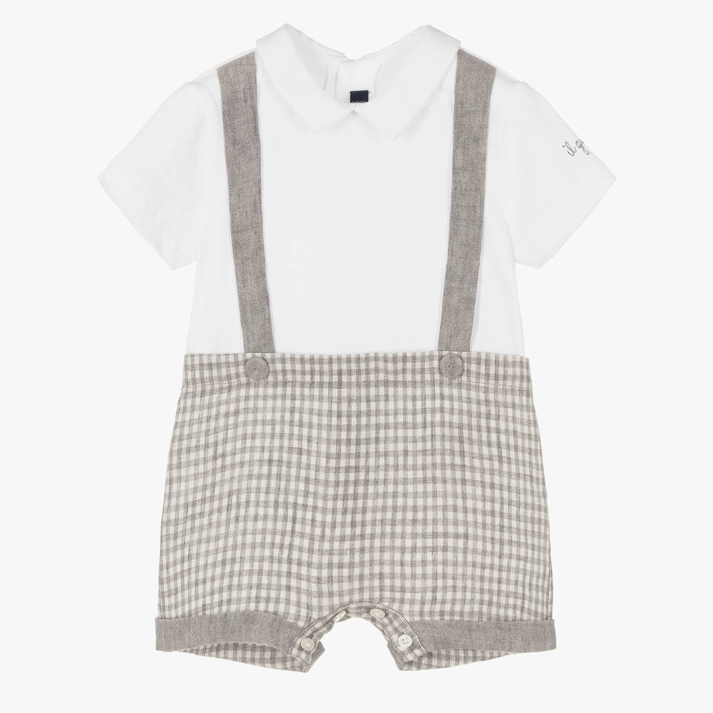 Il Gufo - Baby Boys White & Grey Shortie | Childrensalon