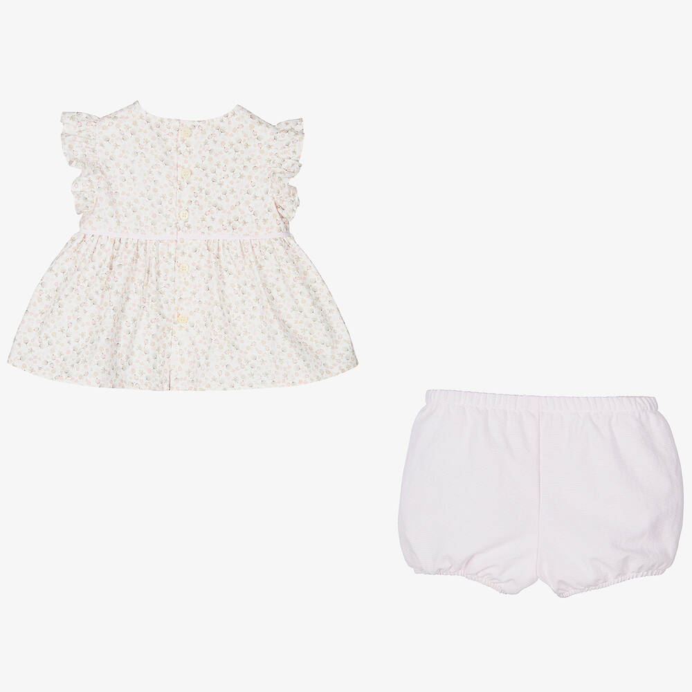 Il Gufo-Baby Girls Pink Floral Shorts Set | Childrensalon Outlet