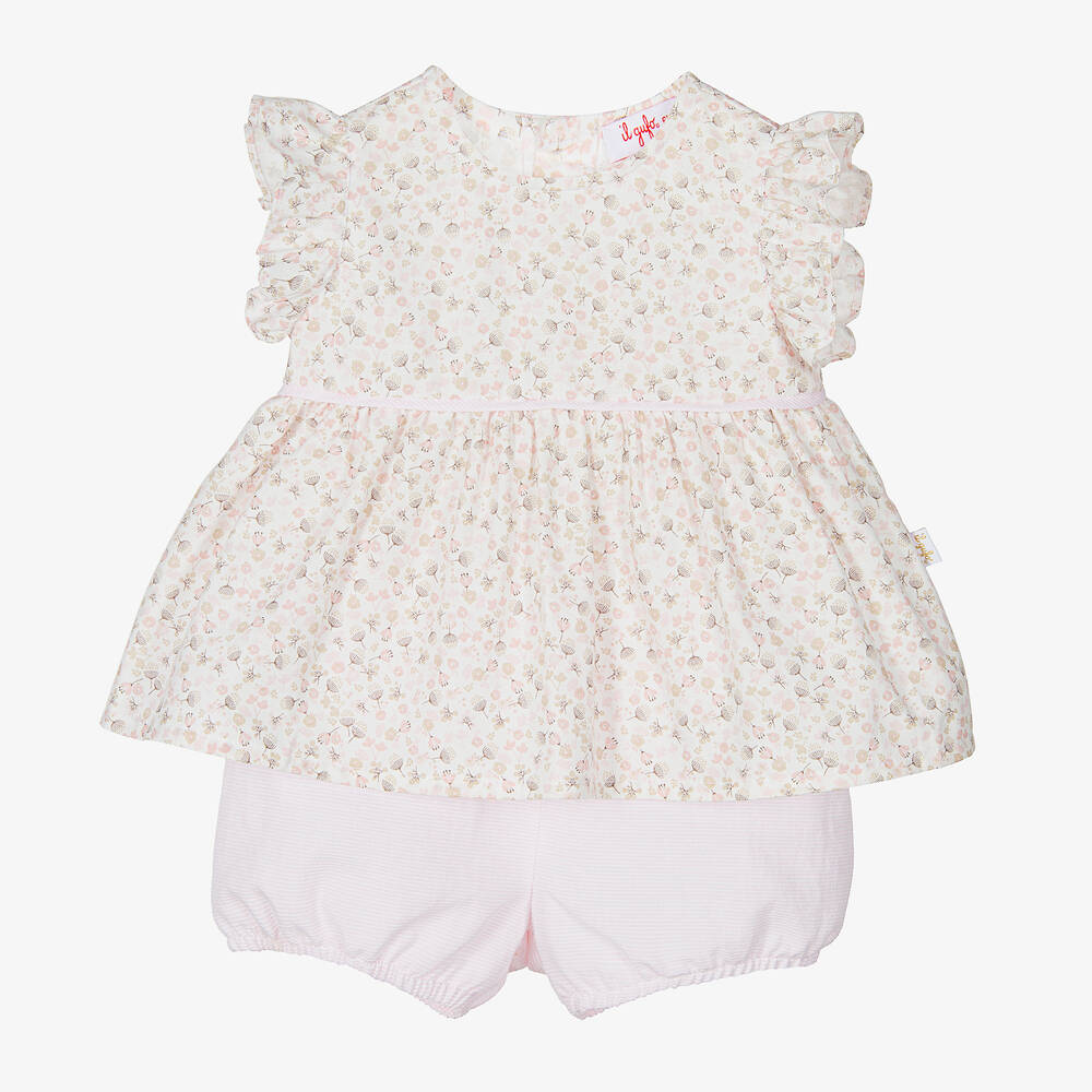 Il Gufo - Baby Girls Pink Floral Shorts Set | Childrensalon
