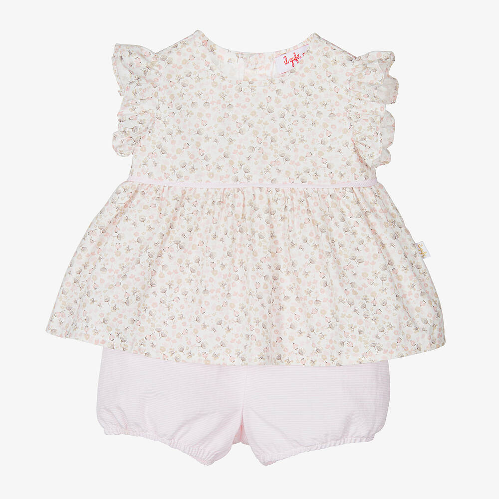 Il Gufo - Ensemble short rose à fleurs bébé | Childrensalon