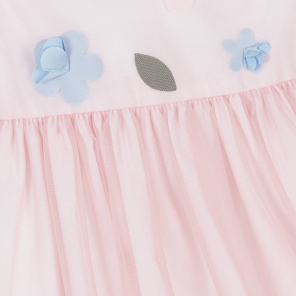 Il Gufo-Baby Girls Pink Floral Tulle Dress | Childrensalon Outlet
