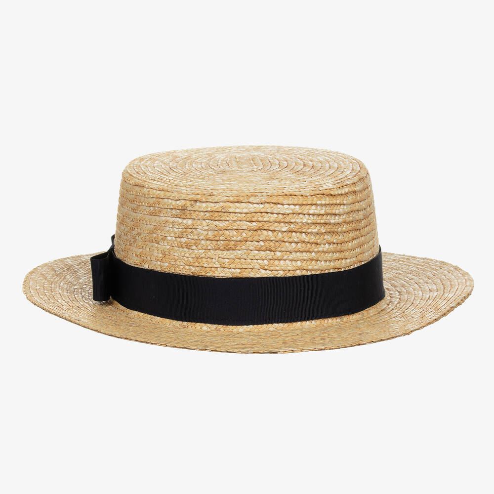 Il Gufo-Beige & Blue Straw Hat | Childrensalon Outlet