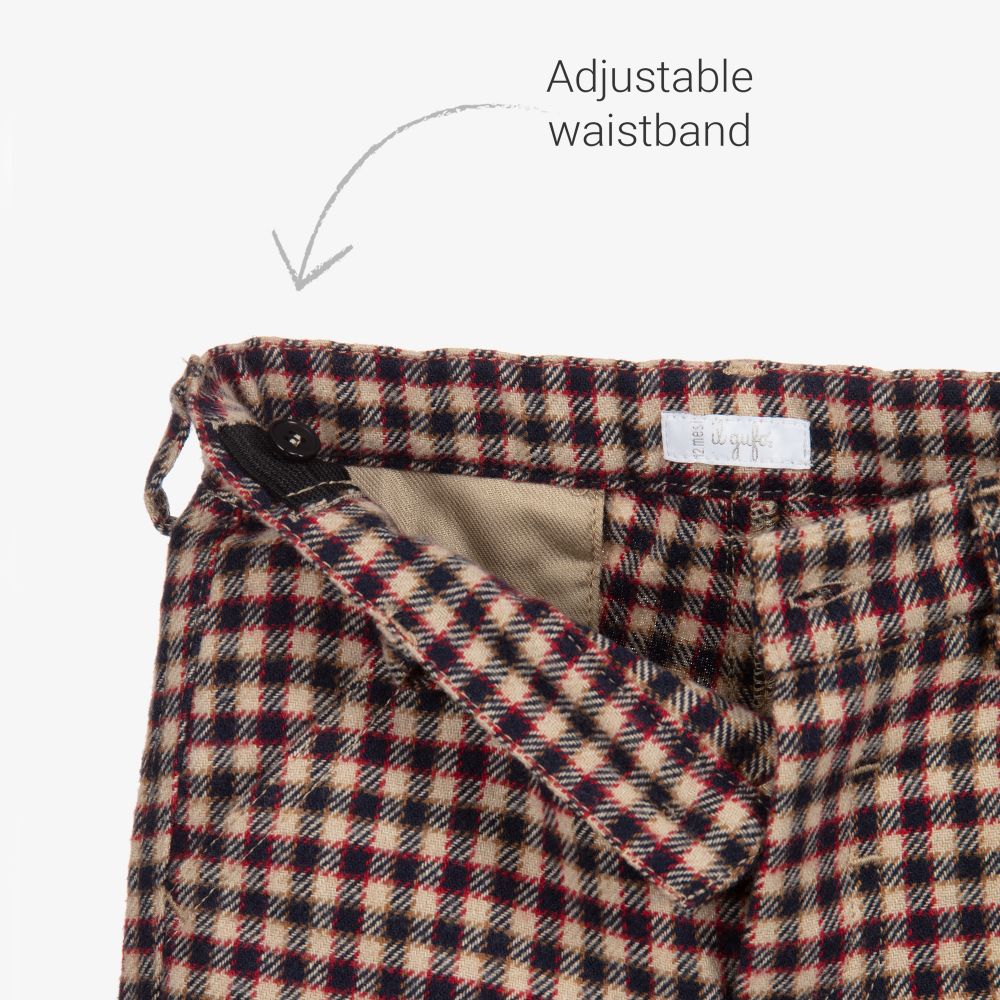 Il Gufo-بنطلون أطفال ولادي قطن كاروهات لون بيج | Childrensalon Outlet