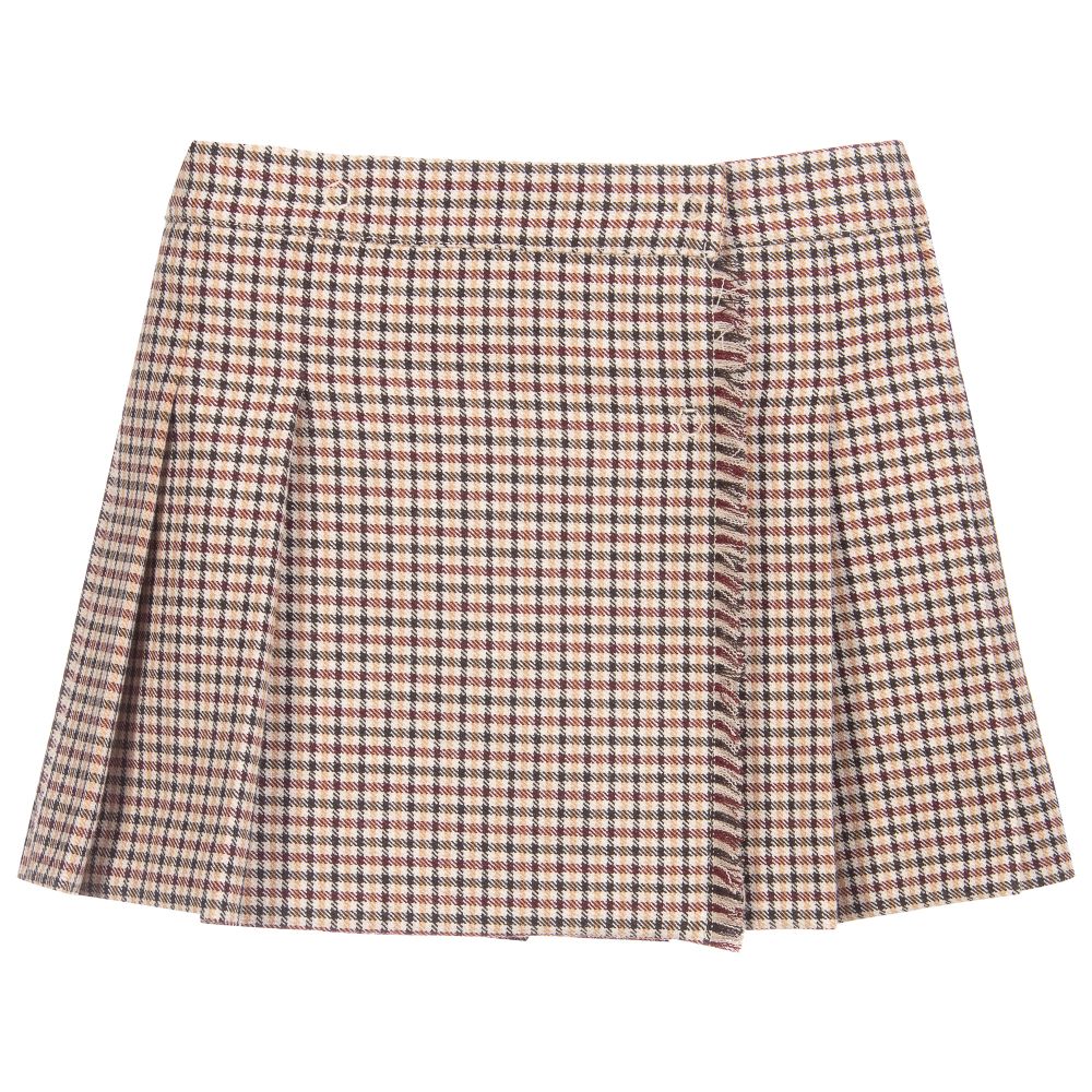 Il Gufo - Beige Checked Skirt | Childrensalon