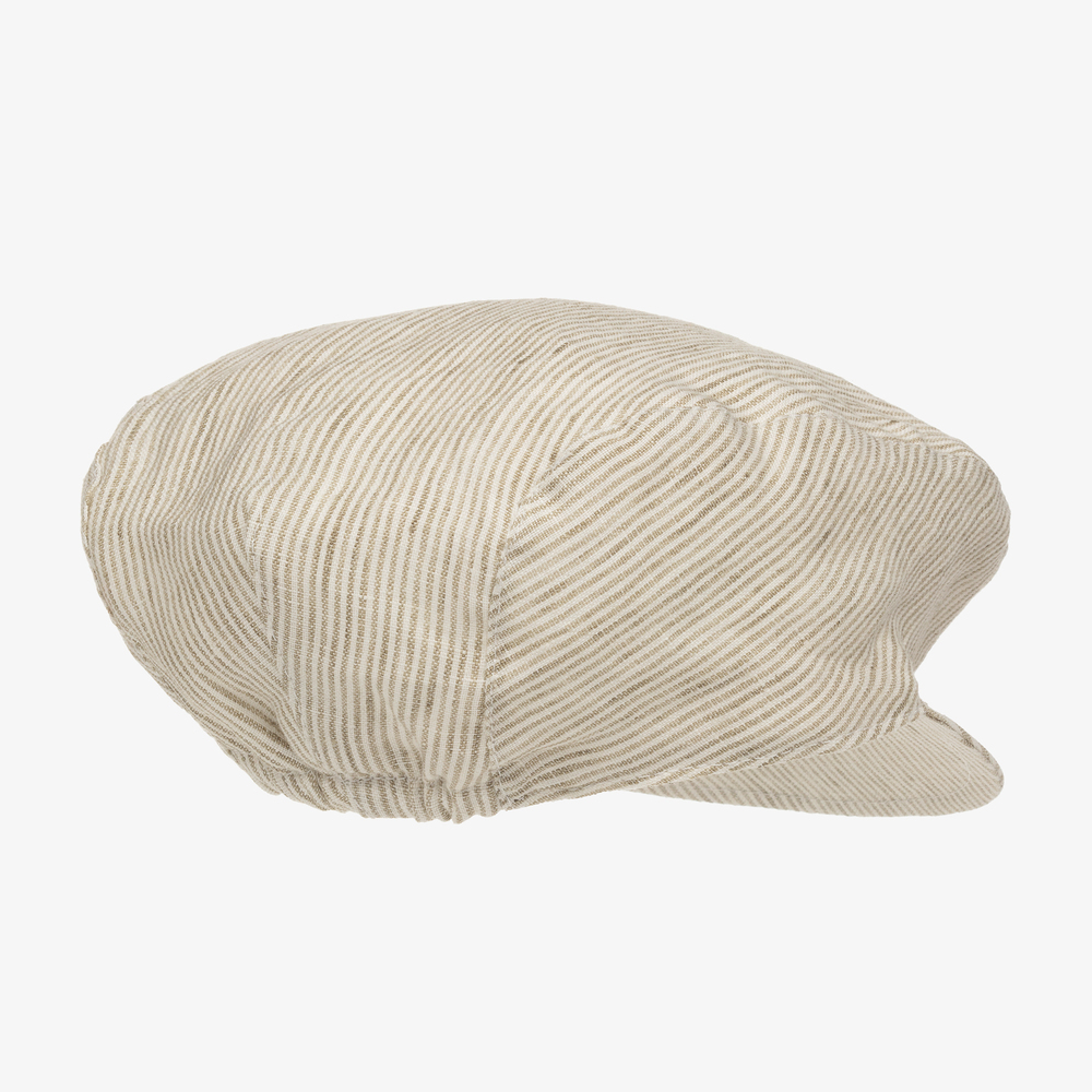 Il Gufo-Beige Linen Flat Cap | Childrensalon Outlet