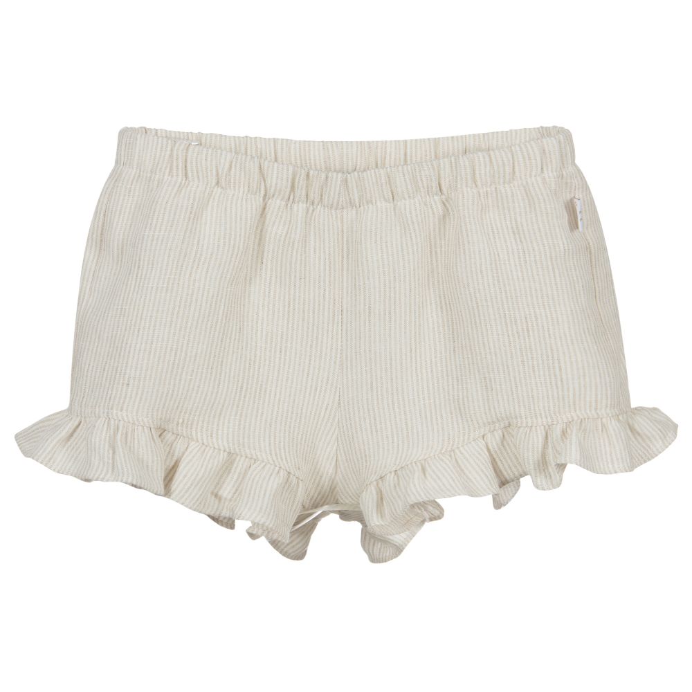 Il Gufo - Beige Striped Linen Shorts | Childrensalon