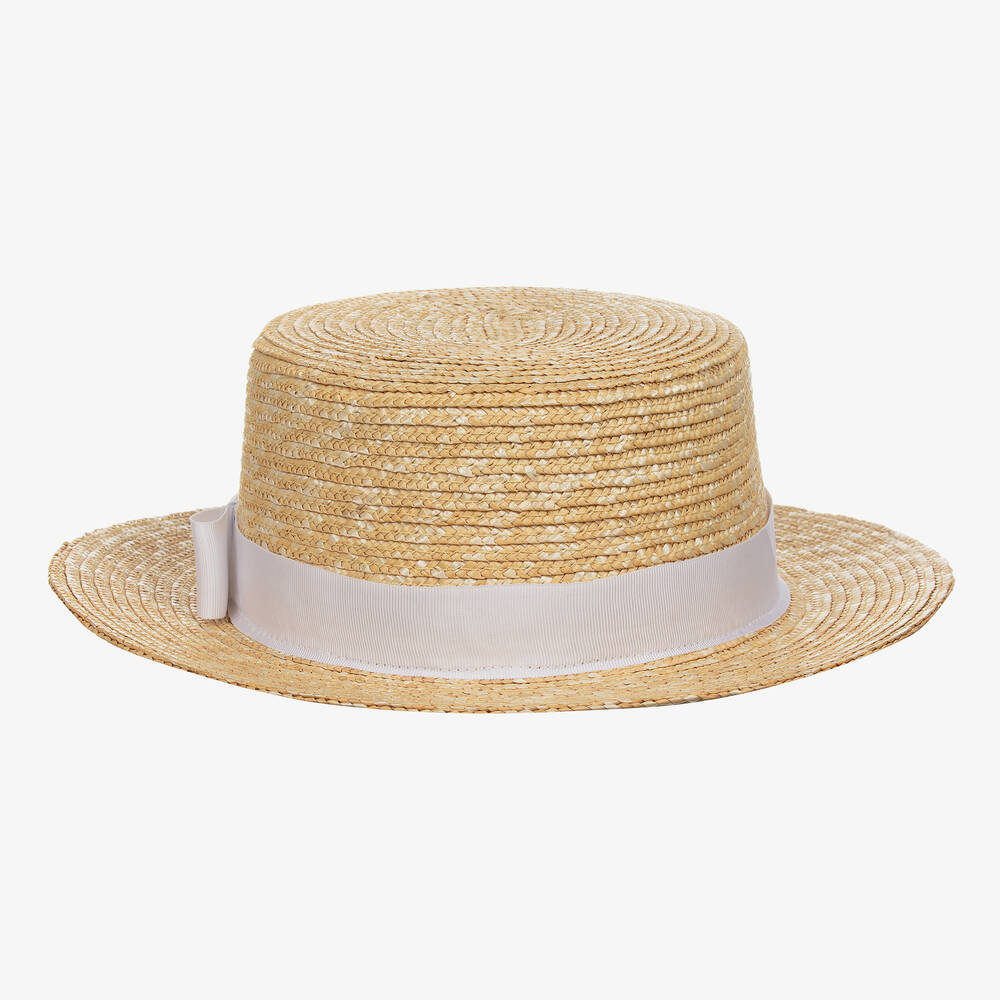 Il Gufo-Beige & White Straw Hat | Childrensalon Outlet