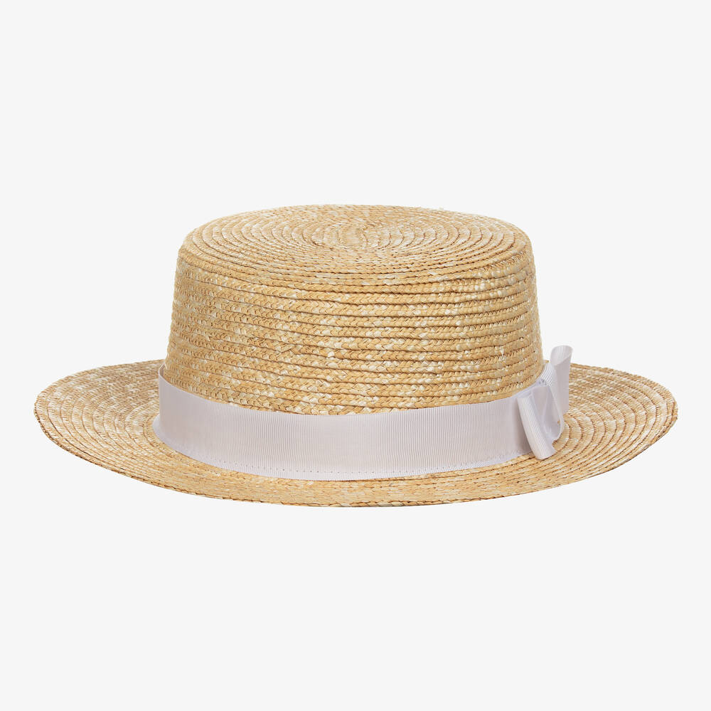 Il Gufo - قبعة قش لون بيج وأبيض | Childrensalon