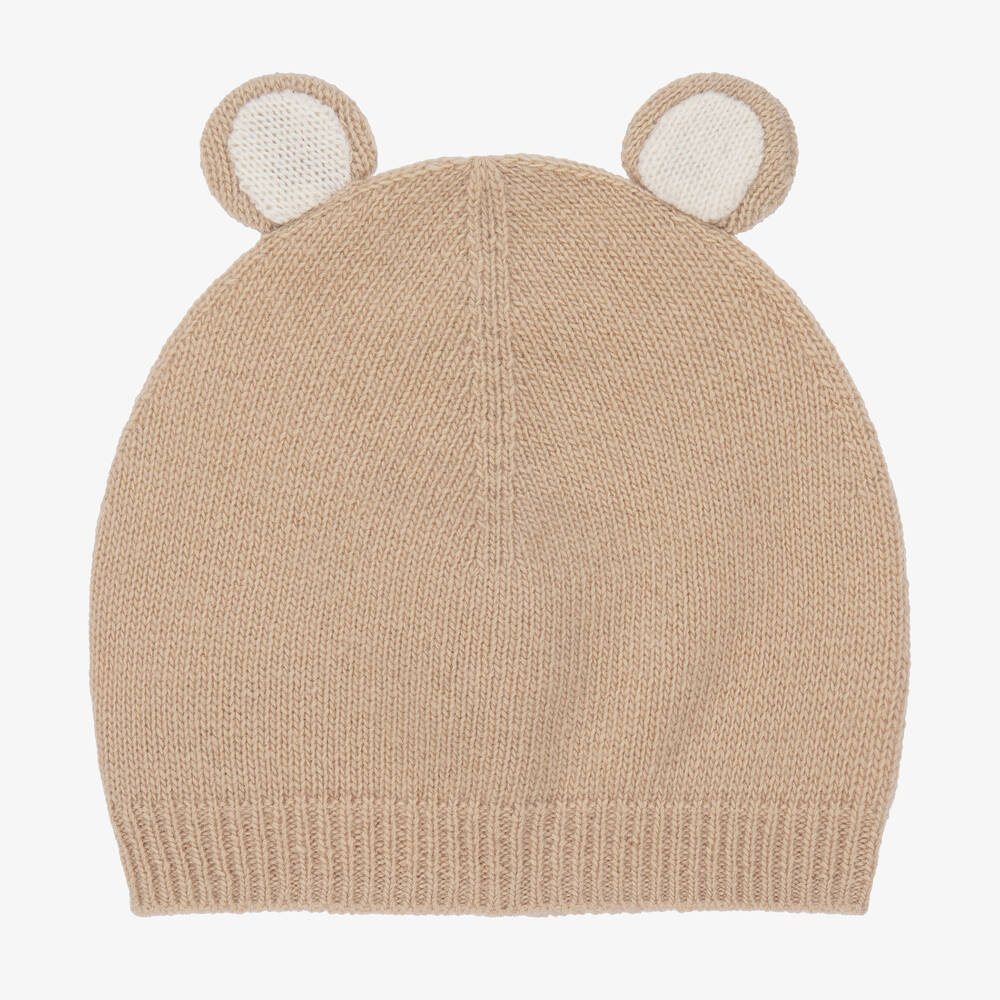 Il Gufo - Bonnet beige en laine à oreilles Ours | Childrensalon