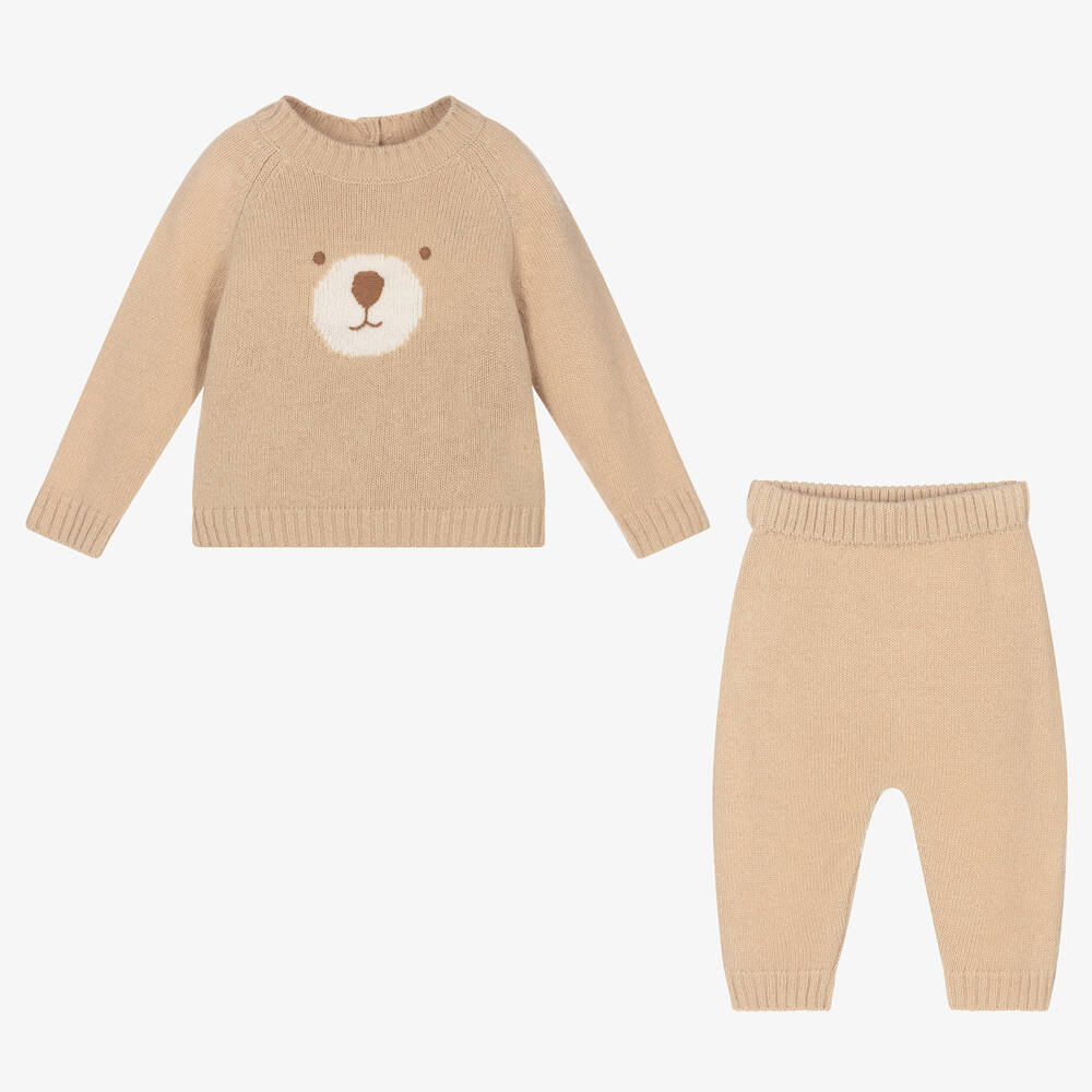 إيل غوفو-طقم بنطلون صوف مارينو محبوك لون بيج للأطفال | Childrensalon Outlet