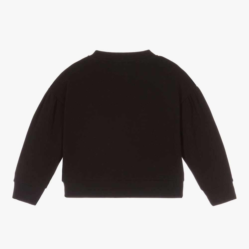Il Gufo-Black Cotton Girl Print Sweatshirt | Childrensalon Outlet