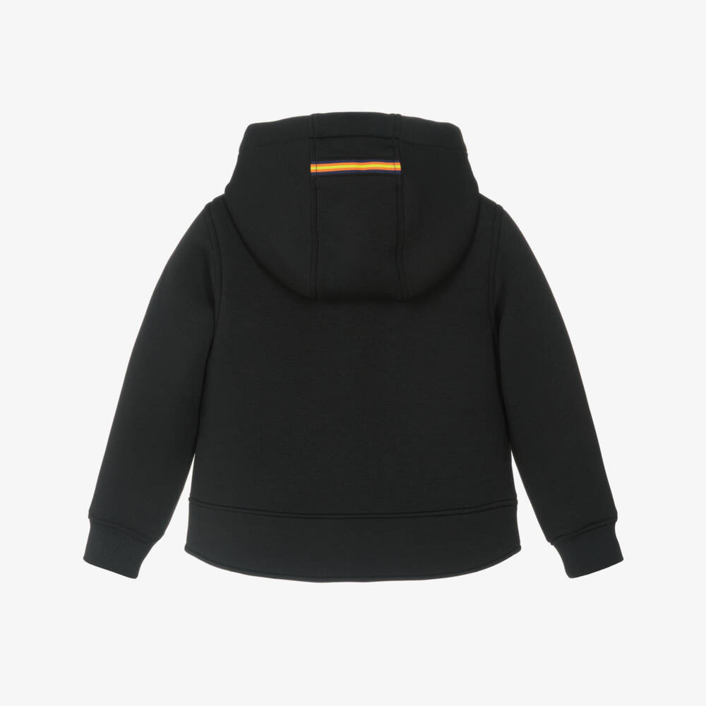 Il Gufo-Black Hooded Neoprene Zip-Up Hooded K-Way Top | Childrensalon Outlet